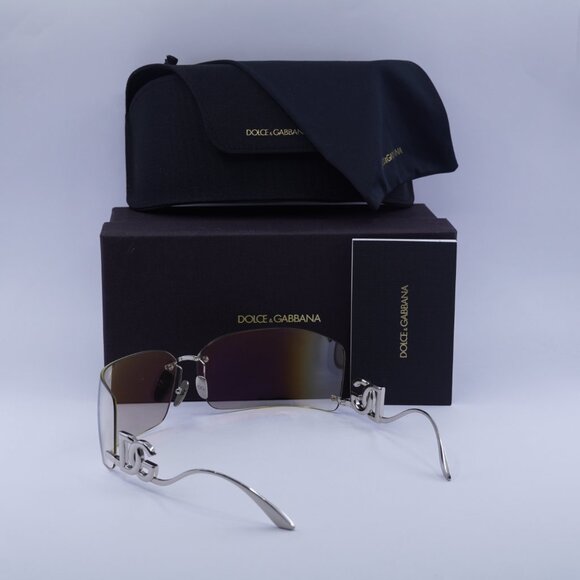 Dolce & Gabbana DG2319 05/6G Sunglasses Silver Rectangle Frame, Mirror Lenses